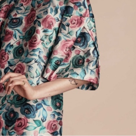 BURBERRY Rose Print Accent Sleeve Shift Dress Size US8 VGUC - Picture 4 of 10